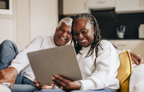 Couple using computer